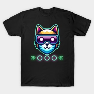 neon cyberpunk cat graphic T-Shirt